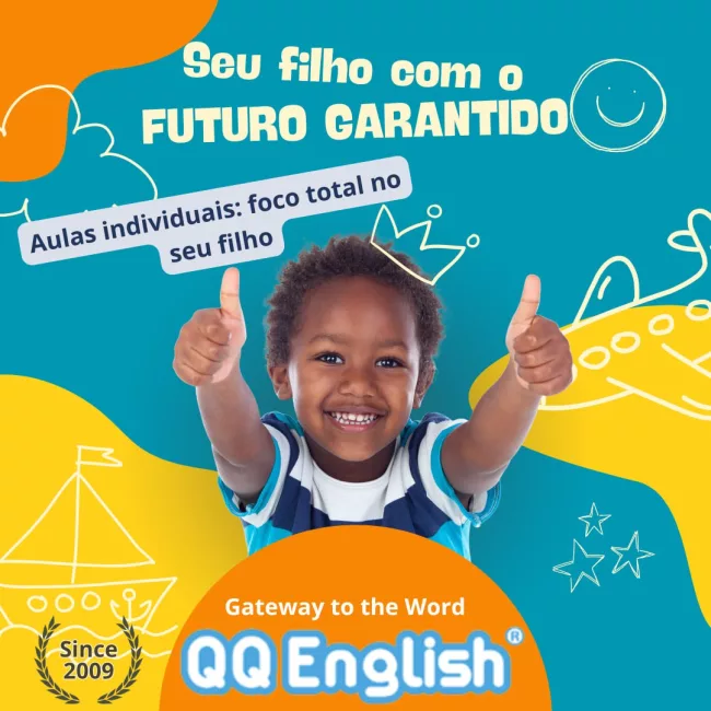 Criança aprendendo inglês na QQEnglish